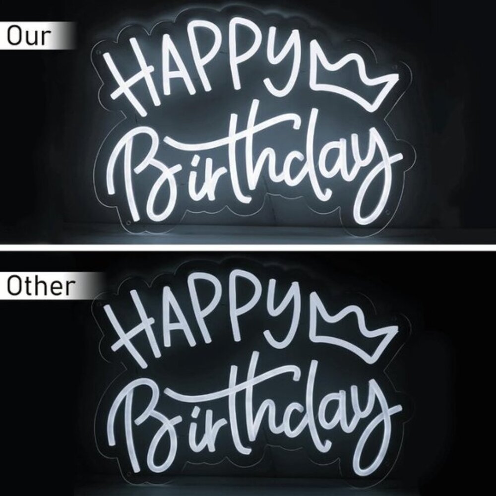 New Happy Birthday Neon Sign, Cool White LED USB Light for Party & Wall Decor - Picture 4 of 7